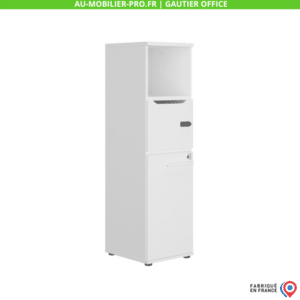 Armoire de bureau blanche modulaire, fabriquée en France