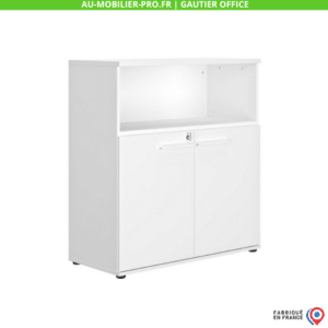 Armoire blanche de bureau, fabriquée en France.