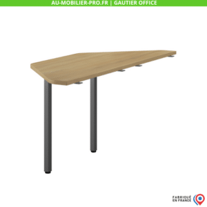 Bureau demi-ovale en bois et métal, fabriqué en France.