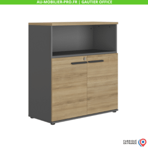 Armoire de bureau moderne, bois clair et gris, française.