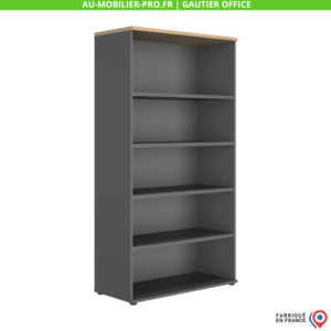 Armoire de bureau grise, fabriquée en France.