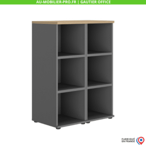 Étagère bureau grise et bois, fabriquée en France.