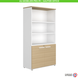 Armoire de bureau blanche et bois, fabriquée en France.