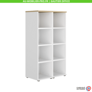 Bibliothèque blanche moderne fabriquée en France.