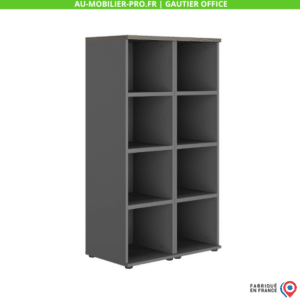 Étagère de bureau grise moderne, fabriquée en France.