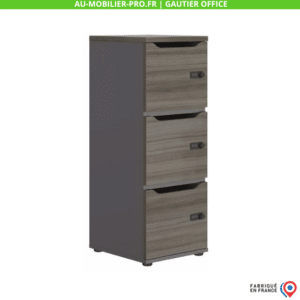 Armoire de bureau grise, design épuré, fabriquée en France.