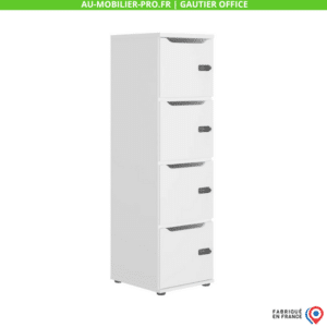 Armoire blanche Gautier, cinq tiroirs, fabriquée en France.