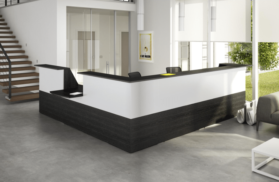 Réception moderne et élégante en entreprise.